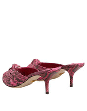 Dolce & Gabbana Pink Leather Heels Slides Sandals Shoes Dolce & Gabbana