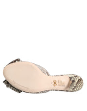 Multicolor Keira Bow Leather Peep Toe Mules Shoes