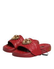 Red Devotion Matelassé Leather Slides Shoes