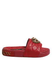 Red Devotion Matelassé Leather Slides Shoes