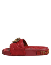 Red Devotion Matelassé Leather Slides Shoes
