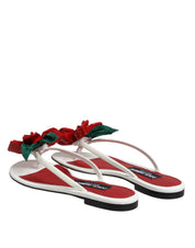 Red White KEIRA Flower Leather Sandals Shoes