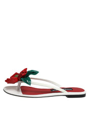 Red White KEIRA Flower Leather Sandals Shoes