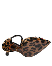 Brown Leopard Crystal Roses Pumps Shoes