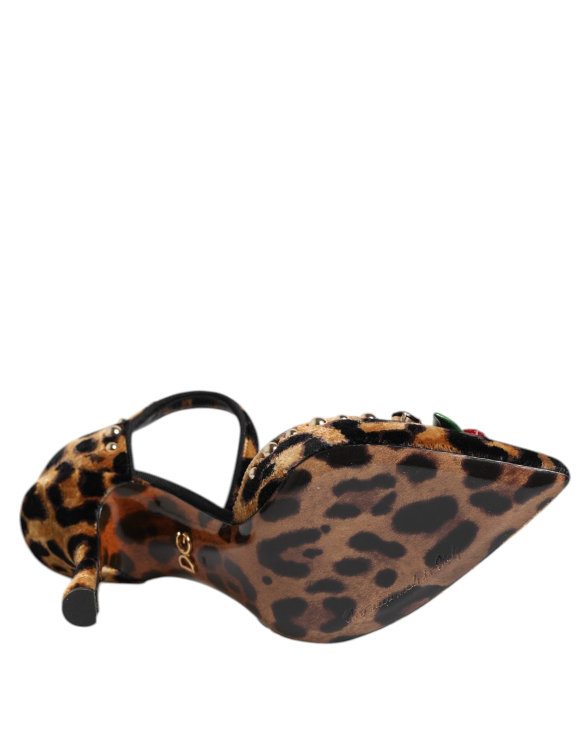 Brown Leopard Crystal Roses Pumps Shoes