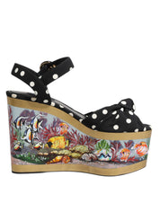 Multicolor Fish Polka Dot Wedge Sandals Shoes
