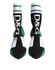 Green Stretch Sock Style Ankle Boots Shoes