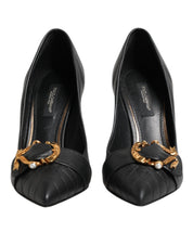 Dolce & Gabbana Black Devotion Leather Heels Pumps Shoes Dolce & Gabbana