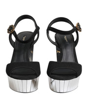 Black Crystal Ankle Strap Keira Sandal Shoes