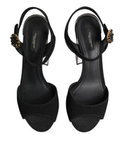 Black Crystal Ankle Strap Keira Sandal Shoes