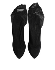 Dolce & Gabbana Black Silk Stretch Mesh Sock Boots Shoes Dolce & Gabbana