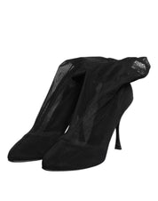 Dolce & Gabbana Black Silk Stretch Mesh Sock Boots Shoes Dolce & Gabbana