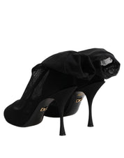 Black Silk Stretch Mesh Sock Boots Shoes