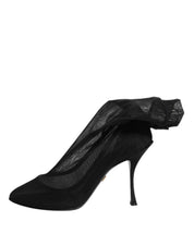 Dolce & Gabbana Black Silk Stretch Mesh Sock Boots Shoes Dolce & Gabbana