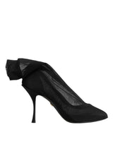 Dolce & Gabbana Black Silk Stretch Mesh Sock Boots Shoes