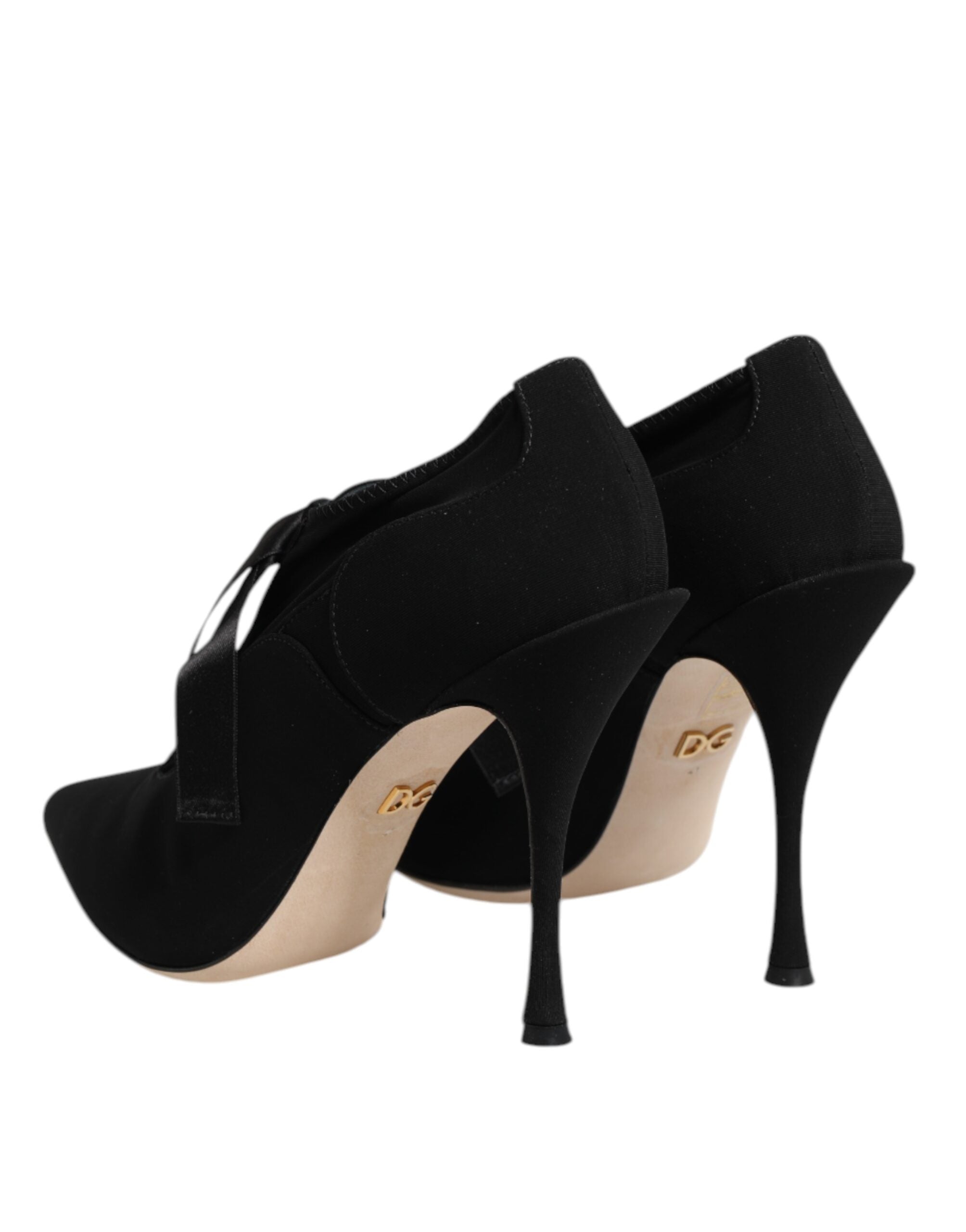 Black Lace Up Stiletto Heels Pumps Shoes