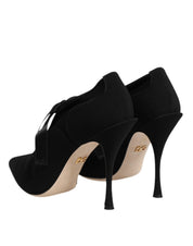 Dolce & Gabbana Black Lace Up Stiletto Heels Pumps Shoes Dolce & Gabbana
