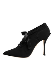 Black Lace Up Stiletto Heels Pumps Shoes