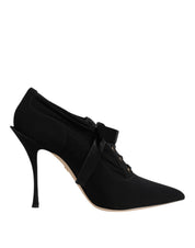 Black Lace Up Stiletto Heels Pumps Shoes