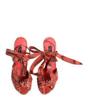 Dolce & Gabbana Coral Python Leather Heels Sandals Shoes Dolce & Gabbana