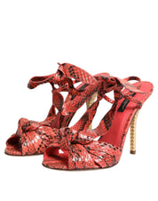 Dolce & Gabbana Coral Python Leather Heels Sandals Shoes Dolce & Gabbana