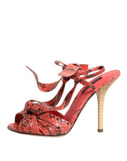 Dolce & Gabbana Coral Python Leather Heels Sandals Shoes Dolce & Gabbana