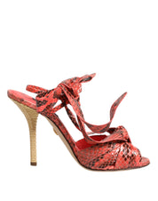 Dolce & Gabbana Coral Python Leather Heels Sandals Shoes Dolce & Gabbana