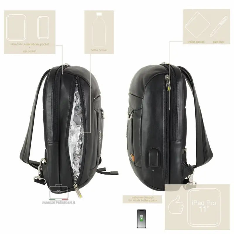 8475 Acciaio Nero 0000000134 - UNICA / Nero - Zaino/Monospalla