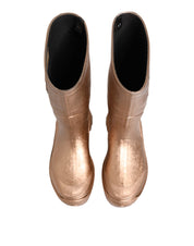Rose Gold Rubber Pull On Rain Boots  Shoes