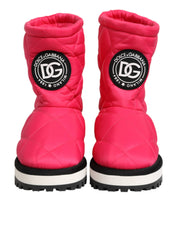 Pink White Viscose Padded Mid Calf Boots Shoes