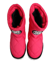 Pink White Viscose Padded Mid Calf Boots Shoes