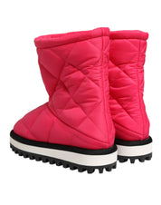 Pink White Viscose Padded Mid Calf Boots Shoes