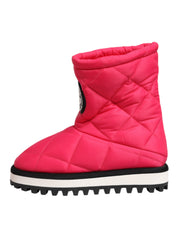 Pink White Viscose Padded Mid Calf Boots Shoes