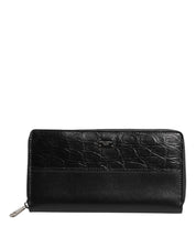 Dolce & Gabbana Black Leather Logo Plaque Zip Around Continental Wallet Dolce & Gabbana