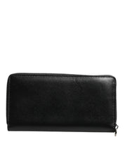 Dolce & Gabbana Black Leather Logo Plaque Zip Around Continental Wallet Dolce & Gabbana