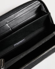 Dolce & Gabbana Black Leather Logo Plaque Zip Around Continental Wallet Dolce & Gabbana