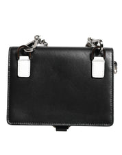 Black Leather Crystal Embellished Card Holder Wallet