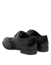 Black Leather Floral Lace Dress Formal  Shoes