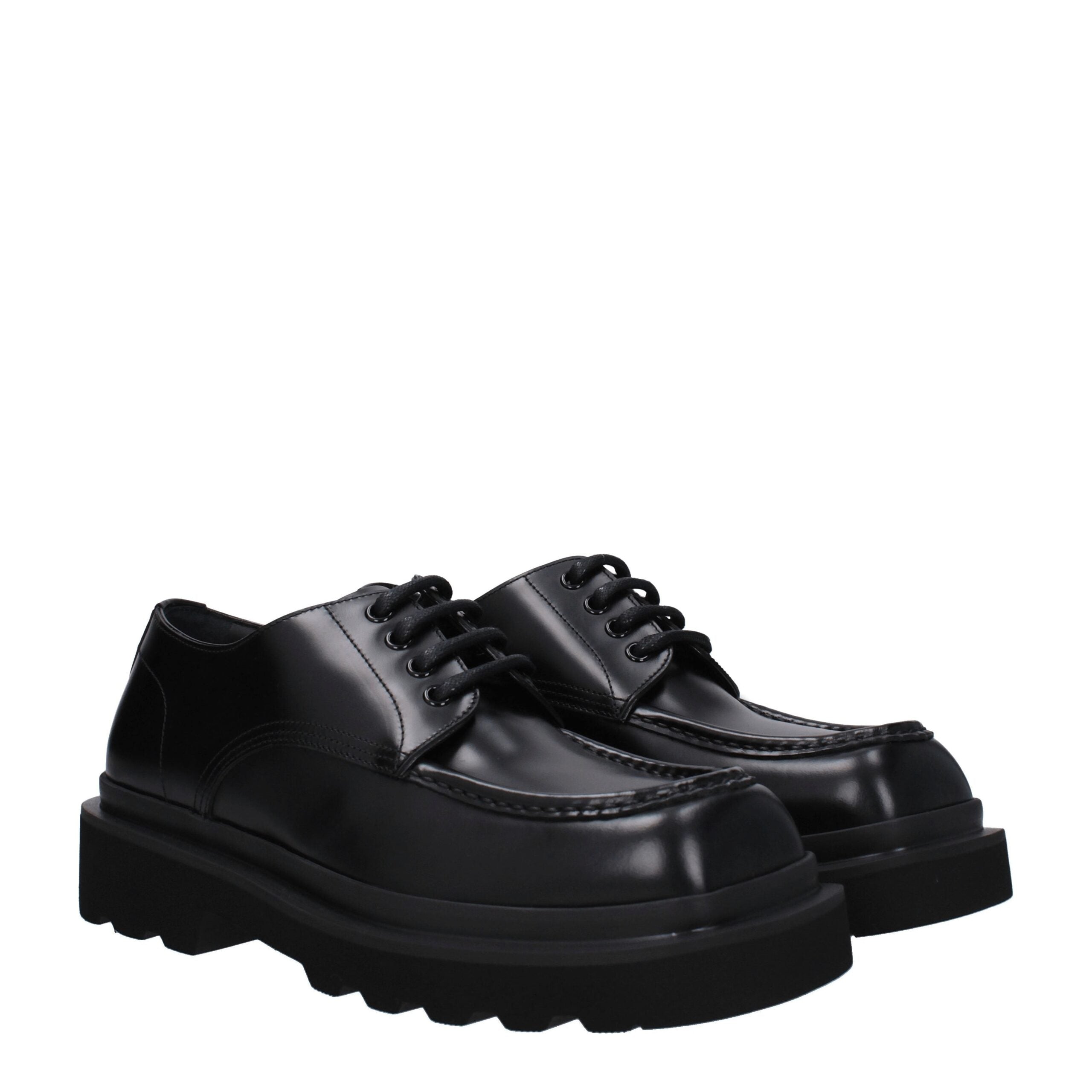Black Leather Oxfords And Derbies