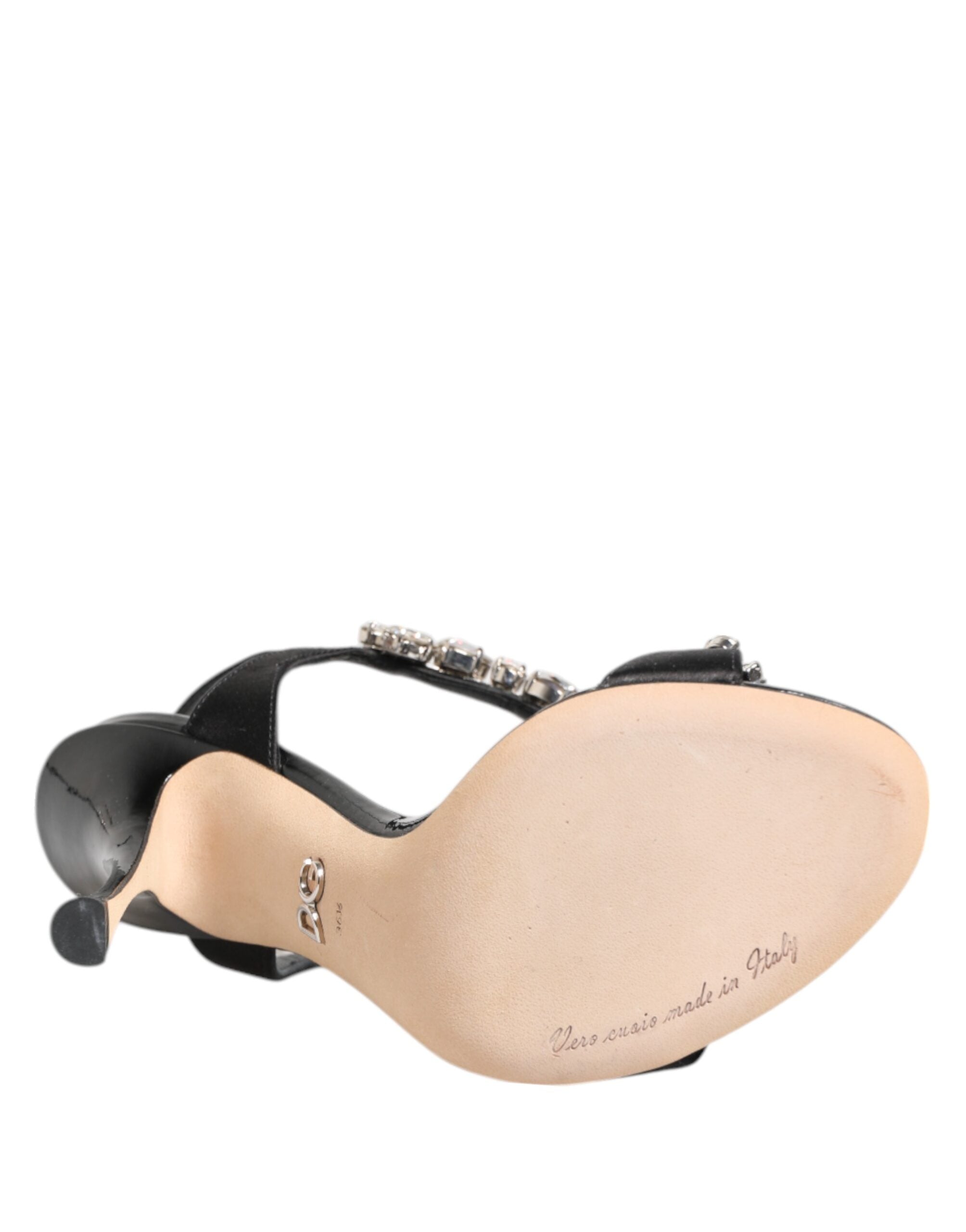 Dolce & Gabbana Black Keira Crystals Heels Sandals Shoes Dolce & Gabbana
