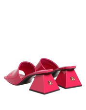 Pink Open Toe Block Heel Mules Sandals Shoes