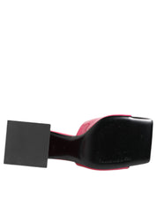 Pink Open Toe Block Heel Mules Sandals Shoes