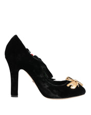Dolce & Gabbana Black Roses Crystal Brooch Mary Jane Shoes Dolce & Gabbana