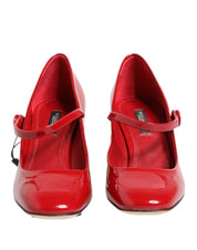 Red Leather DG Logo Heels Sandals Shoes