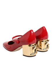 Red Leather DG Logo Heels Sandals Shoes
