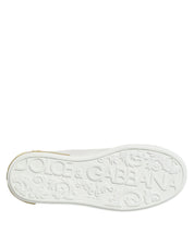 White Yellow Leather Low Top Sneakers Shoes