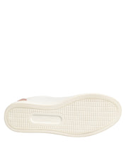White Pink Leather Low Top Sneakers Shoes