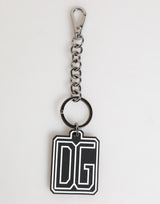 Black White DG Rubber Logo Silver Men Keychain Keyring