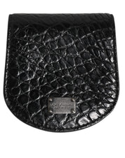 Dolce & Gabbana Black Exotic Skin Coin Condom Case Holder Pocket Wallet