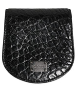 Dolce & Gabbana Black Exotic Skin Coin Condom Case Holder Pocket Wallet